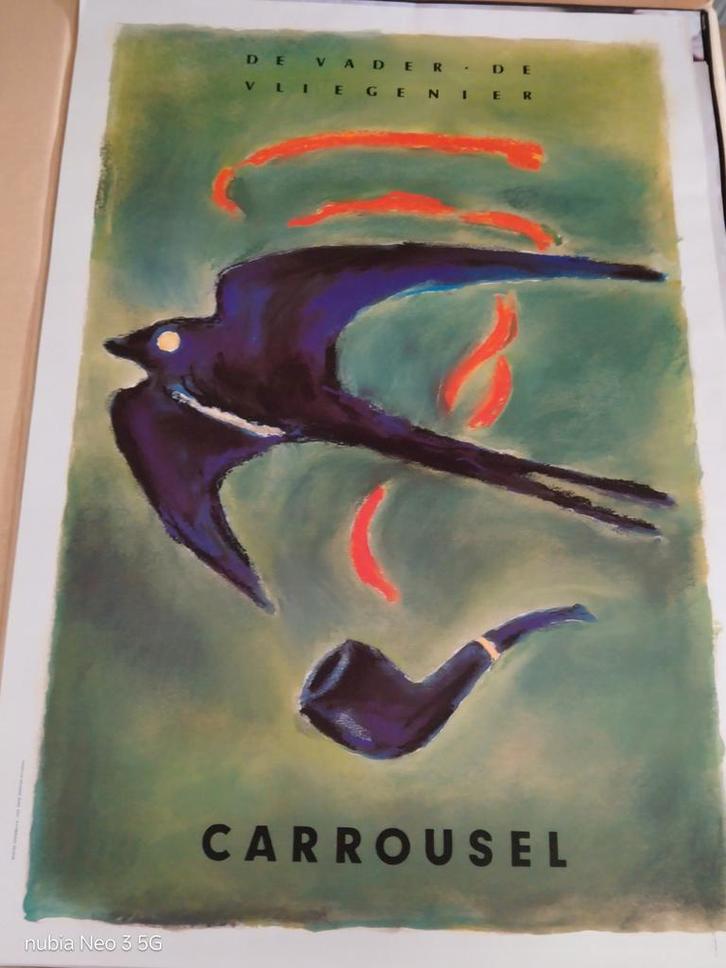 Carrousel - De Vader, De Vliegenier Affiche, Verzamelen, Posters, Zo goed als nieuw, Reclame, A1 t/m A3, Ophalen of Verzenden
