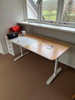 Te koop 2x Ikea bureau + ladenkastje, 35,- per stel!, Huis en Inrichting, Ophalen, In hoogte verstelbaar, Gebruikt, Bureau