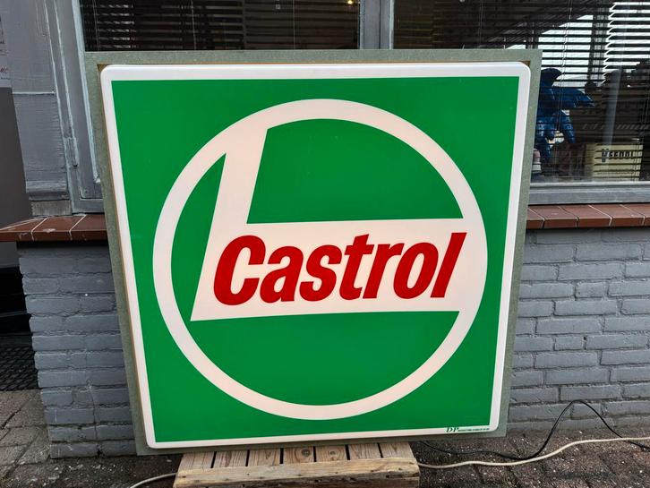 Vintage Castrol Lichtbak Reclamebord, Verzamelen, Merken en Reclamevoorwerpen, Gebruikt, Lichtbak of (neon) lamp, Ophalen