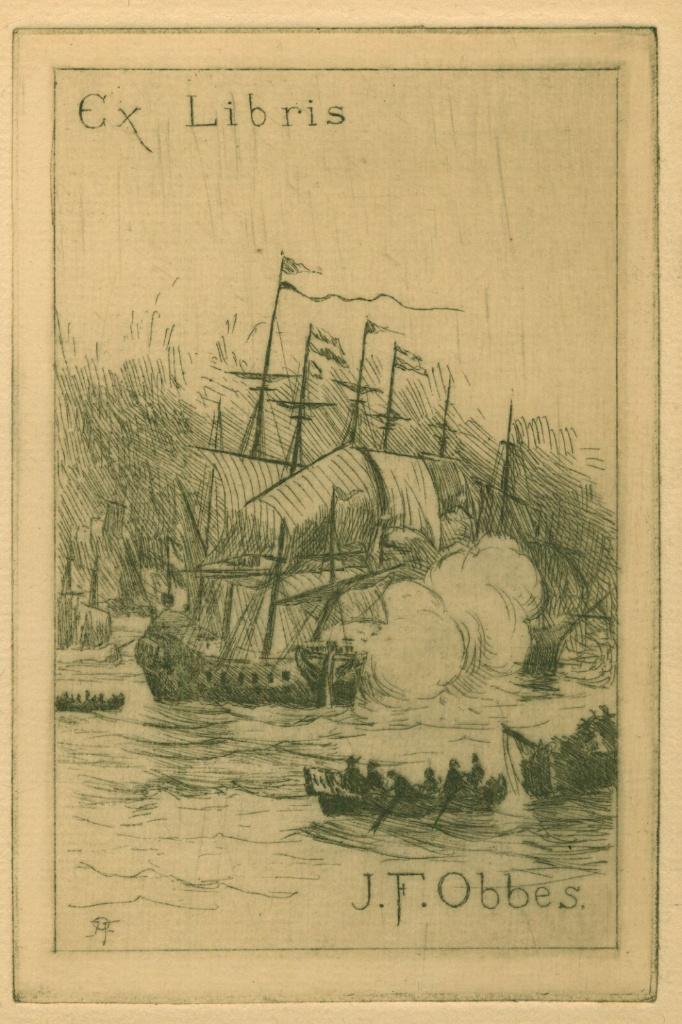 3248 Ex Libris Nederland : Joan Francois Obbes, z.j., Antiek en Kunst, Kunst | Etsen en Gravures, Verzenden