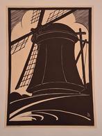 Houtsnede van een Molen door P.W. Bulthuis, Antiek en Kunst, Kunst | Litho's en Zeefdrukken, Ophalen of Verzenden