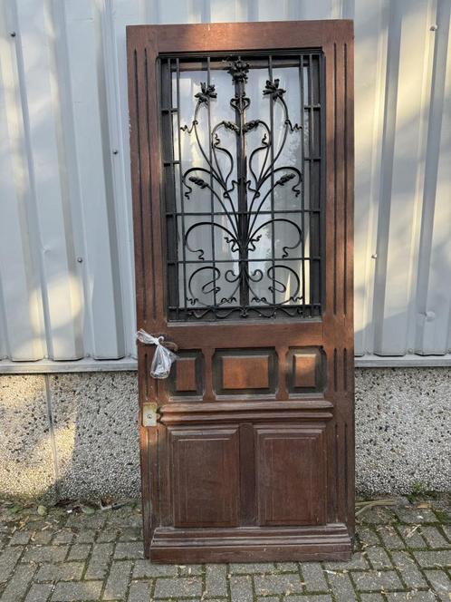 Prachtige antieke eiken voordeur uit 1921, Doe-het-zelf en Verbouw, Deuren en Horren, Zo goed als nieuw, Buitendeur, 215 cm of meer