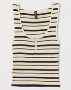 H&M geribde tanktop top beige zwart geel gestreept maat XS, H&M, Beige, Nieuw, Ophalen of Verzenden