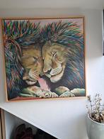 Prachtig Schilderij van Twee Leeuwen, Ophalen of Verzenden