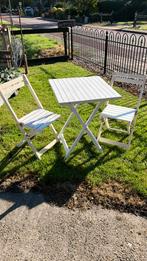 Mooie inklapbare tuinset bistroset tafeltje en 2 stoeltjes, Ophalen, Gebruikt, 2 zitplaatsen, Tuinset
