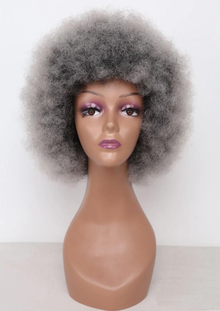 Grijze Afro Pruik Krullen Haren Haar Dames Vrouwen, Sieraden, Tassen en Uiterlijk, Uiterlijk | Haarverzorging, Nieuw, Pruik of Haarverlenging