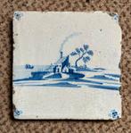 Antieke Delfts blauwe tegel, landschap, Ophalen of Verzenden