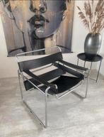 Moderne zwarte fauteuil (leer) 75x65x65 cm, Huis en Inrichting, Fauteuils, Ophalen, 50 tot 75 cm