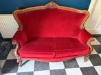 Rode vintage fluwelen bank, Huis en Inrichting, Banken | Bankstellen, Ophalen, Hout, Gebruikt, 150 tot 200 cm