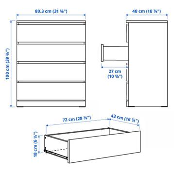 Ikea malm 4 lades zwart 100x80cm - afbeelding 4