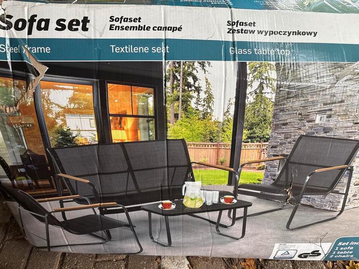 Luxe Loungeset met Textileen en Stalen Frame, Tuin en Terras, Tuinsets en Loungesets, Zo goed als nieuw, Loungeset, Textileen