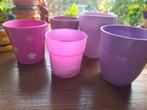 Set van 5 leuke roze bloempotten, Tuin en Terras, Bloempotten, Ophalen, Gebruikt, Rond, Balkon