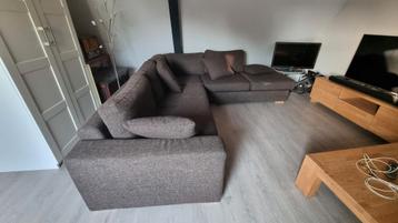 Grote Lounge bank bruin  stof