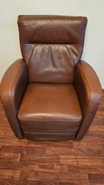Fijne bruin leren fauteuil, Ophalen, Gebruikt, 75 tot 100 cm, Leer