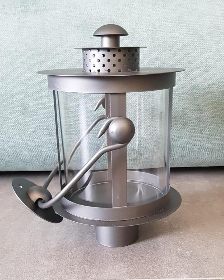 Sier lantaarn, Huis en Inrichting, Woonaccessoires | Kandelaars en Kaarsen, Nieuw, 25 tot 50 cm, Metaal, Grijs, Ophalen of Verzenden