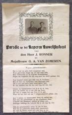 J Ronner G A Van Zomeren Huwelijk 1896 Amsterdam Feest 1909, Antiek en Kunst, Ophalen of Verzenden