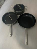 Gratis Pannenset - Kookpan, Koekenpan & Braadpan, Ophalen, Gebruikt, Inductieplaat, Aluminium