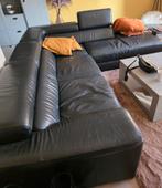 Lederen Hoekbank - Zwart, Ophalen, 250 tot 300 cm, Gebruikt, Hoekbank