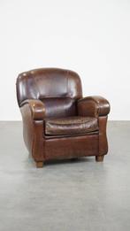 Royale donkere schapenleren fauteuil/ armchair, Ophalen, Gebruikt, Klassiek, 75 tot 100 cm