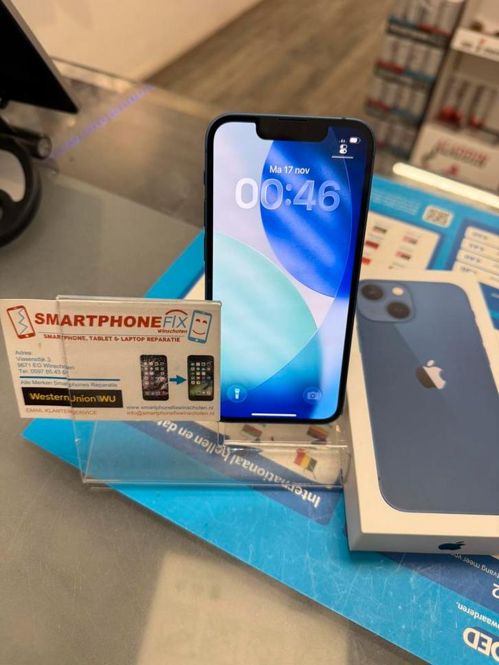 iphone 13 mini 128gb blue batt 86% zeer nette staat+garantie, Telecommunicatie, Mobiele telefoons | Toebehoren en Onderdelen, Gebruikt