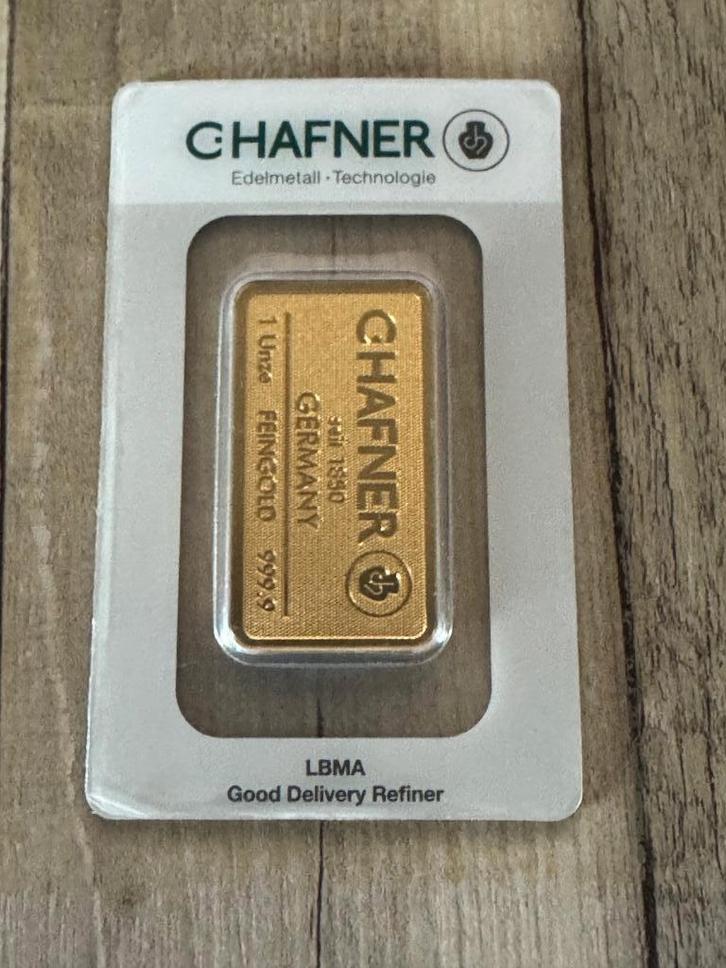 1 Troy Ounce 9999 goudbaar – C. Hafner, Postzegels en Munten, Edelmetalen en Baren, Goud, Ophalen
