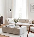 Salontafel Lesley met travertijn look, 100 tot 150 cm, 50 tot 100 cm, Zo goed als nieuw, Minder dan 50 cm