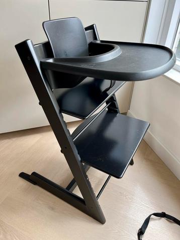 Stokke Tripp Trapp Kinderstoel Zwart + Baby Set + Tray! beschikbaar voor biedingen
