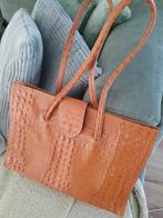 Bruine leren damestas met design, Ophalen of Verzenden, Gebruikt, Bruin, Handtas