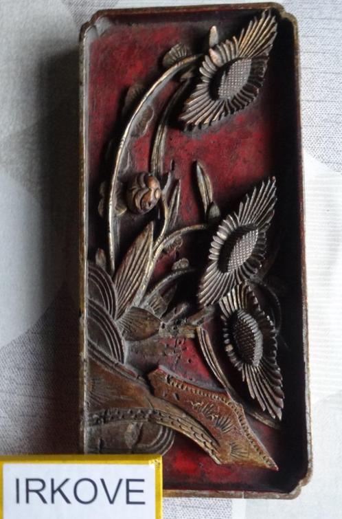 HOUTEN PANEEL MET BLOEMEN DECOR * Chinees *, Antiek en Kunst, Kunst | Beelden en Houtsnijwerken, Verzenden