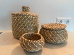 Set van 3 Zeegras Manden, Huis en Inrichting, Woonaccessoires | Schalen en Manden, Mand, Rond, Ophalen of Verzenden, Zo goed als nieuw