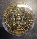1 Bronzen Maya Azteekse kalender herdenkings Penning!!, Verzenden, Buitenland, Munten