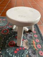 Witte houten Bijzet tafeltje, Minder dan 45 cm, Minder dan 55 cm, Gebruikt, Rond