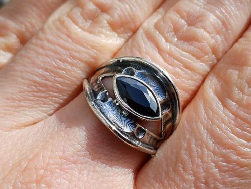 Vanoli 925 zilveren design ring zwarte spinel maat 18, Sieraden, Tassen en Uiterlijk, Ringen, Nieuw, Dame, 17 tot 18, Zwart, Zilver