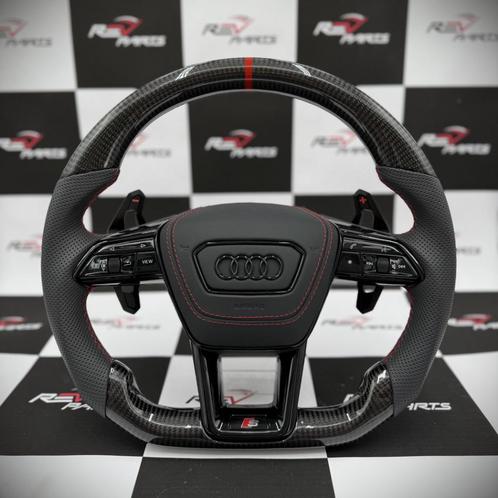 Audi stuur compleet carbon rood leer S RS C8, Auto diversen, Tuning en Styling, Ophalen of Verzenden