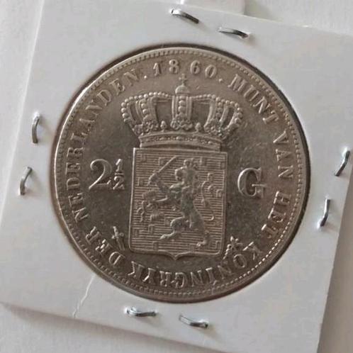 Zeer Fraaie Zeldzame Rijksdaalder uit 1860 - Willem III, Postzegels en Munten, Munten | Nederland, Losse munt, 2½ gulden, Koning Willem III