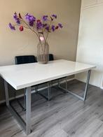 Eettafel wit zilver, Huis en Inrichting, Tafels | Eettafels, Ophalen, 50 tot 100 cm, Zo goed als nieuw, Vijf personen of meer