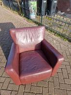Lederen fauteuil - Diepe zitstoel, Huis en Inrichting, Fauteuils, Ophalen, Gebruikt, 75 tot 100 cm, Leer