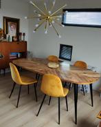 Okergele Velvet Stoelen, Huis en Inrichting, Stoelen, Ophalen, Gebruikt, Overige kleuren, Metaal