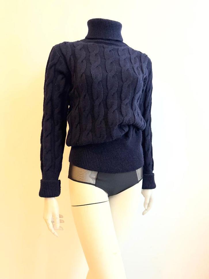 The convoy 100% wollen trui kabel donkerblauw 38, Kleding | Heren, Truien en Vesten, Zo goed als nieuw, Overige maten, Blauw, Ophalen of Verzenden