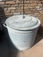 Zinken Ton met Deksel, Ophalen, Gebruikt, Rond, Tuin