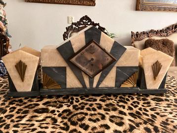 Art Deco Klokkenstel Marmer Onyx '30s beschikbaar voor biedingen