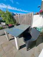 Tuintafel wit met grijs inclusief 4 tuinstoelen, Tuin en Terras, Tuinsets en Loungesets, Ophalen, 4 zitplaatsen, Gebruikt, Aluminium