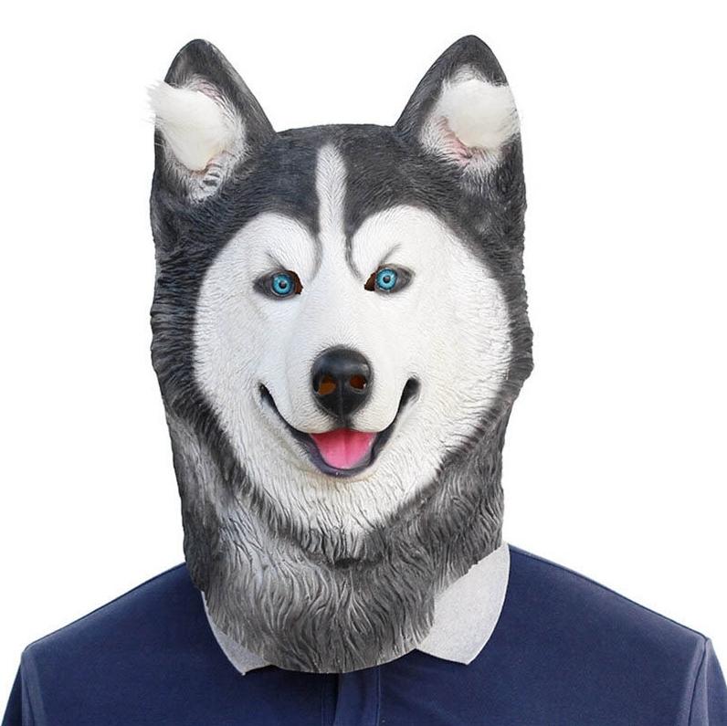 Husky Hond Masker Latex Dier Dieren Furry Halloween Carnaval, Verzenden, Nieuw, Feestartikel, Overige