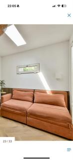 Oranje Bedbank / Slaapbank - twee persoons/ Twijfelaar, Ophalen, 150 tot 200 cm, Tweepersoons, 75 tot 100 cm