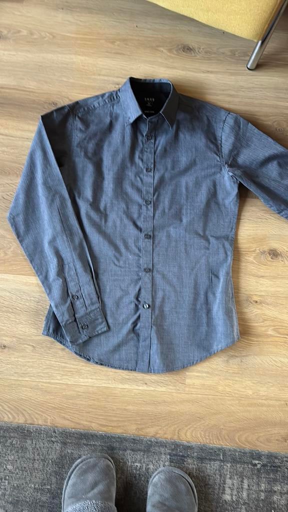 Overhemd grijs slim fit SMOG maat S easy care, Kleding | Heren, Overhemden, Ophalen of Verzenden, Zo goed als nieuw, Grijs