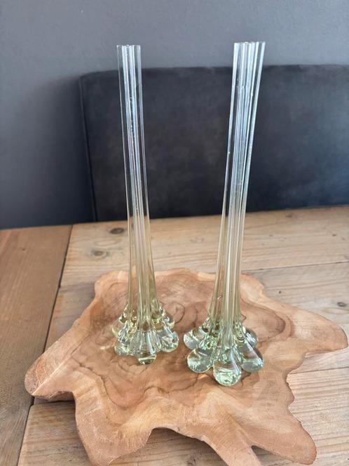 Elegante glazen vazenset, Huis en Inrichting, Woonaccessoires | Vazen, Overige kleuren, Minder dan 50 cm, Glas, Ophalen of Verzenden
