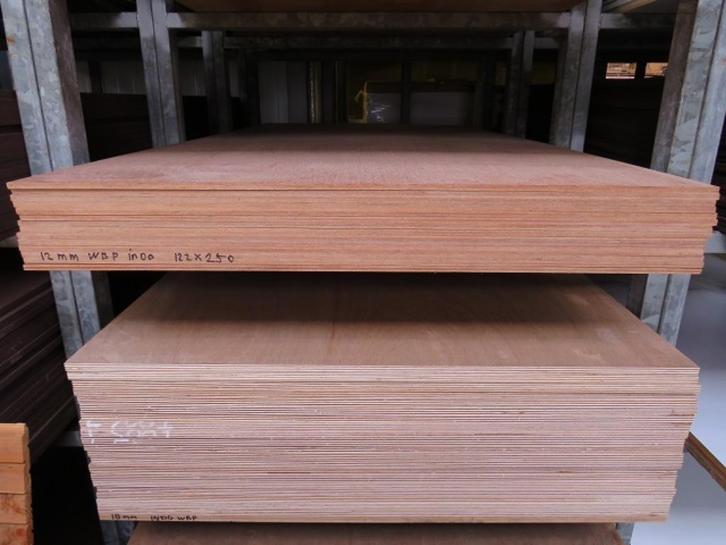 Meranti platen WBP scherp geprijsd, Doe-het-zelf en Verbouw, Platen en Panelen, Nieuw, Multiplex, Minder dan 20 mm, Ophalen of Verzenden