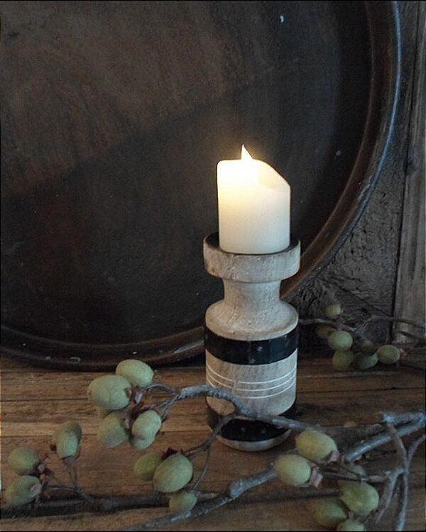 10540 K Oude houten kruik kandelaar, Antiek en Kunst, Antiek | Woonaccessoires, Ophalen of Verzenden