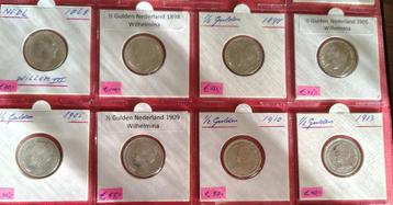 Nederland zilver 1/2 guldens van 1868-1898 enz beschikbaar voor biedingen