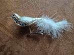 Zilverkleur vogel op knijper kerstbal, Ophalen of Verzenden, Gebruikt
